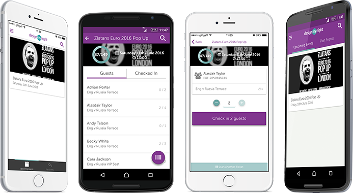 Screenshots of iPhone and Android Ticket Scanning App